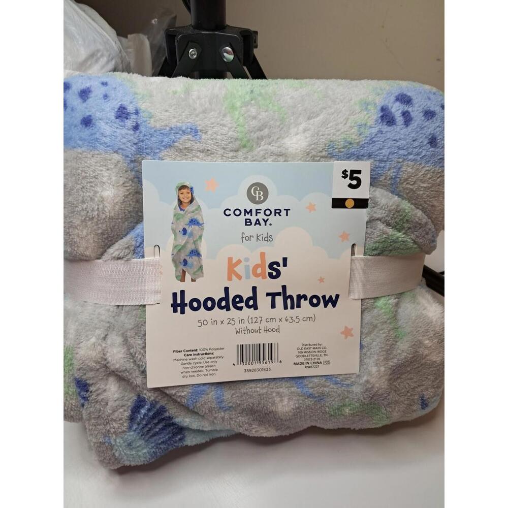 DINOSAUR LIGHT WEIGHT HOODED THROW 50X25